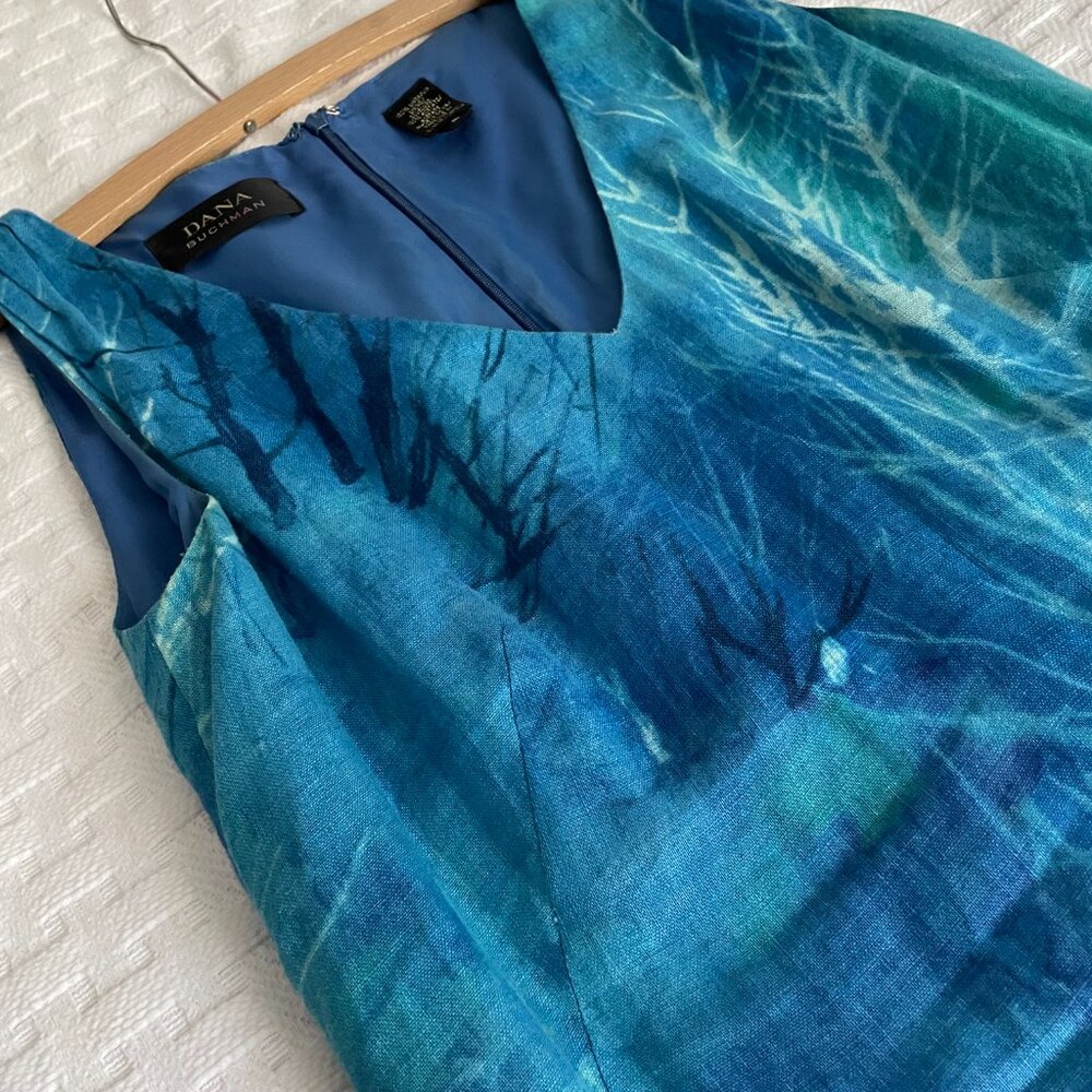 Linen Sheath V-Neck Dress, Midi - Picture 4 of 7